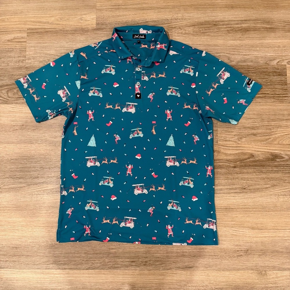 Bad Birdie Christmas Golf Polo Mens XL Santa Reindeer‎ Holiday